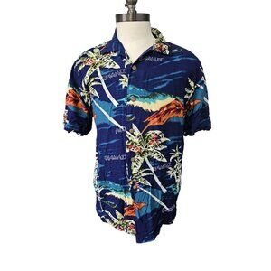 Men's Size M Wingo Hawaiian Button Shirt Short Sleeve Palm Trees Aloha
